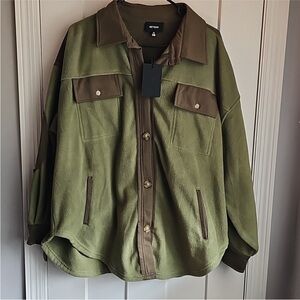 Heyson Women’s Sz S/M NWTS Oversized Shacket Greens, Fleece